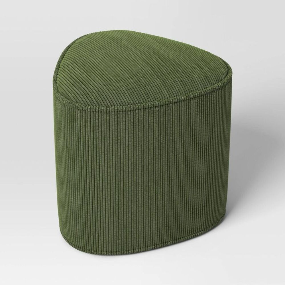 Triangular Upholstered Corduroy Ottoman Green - Room Essentials